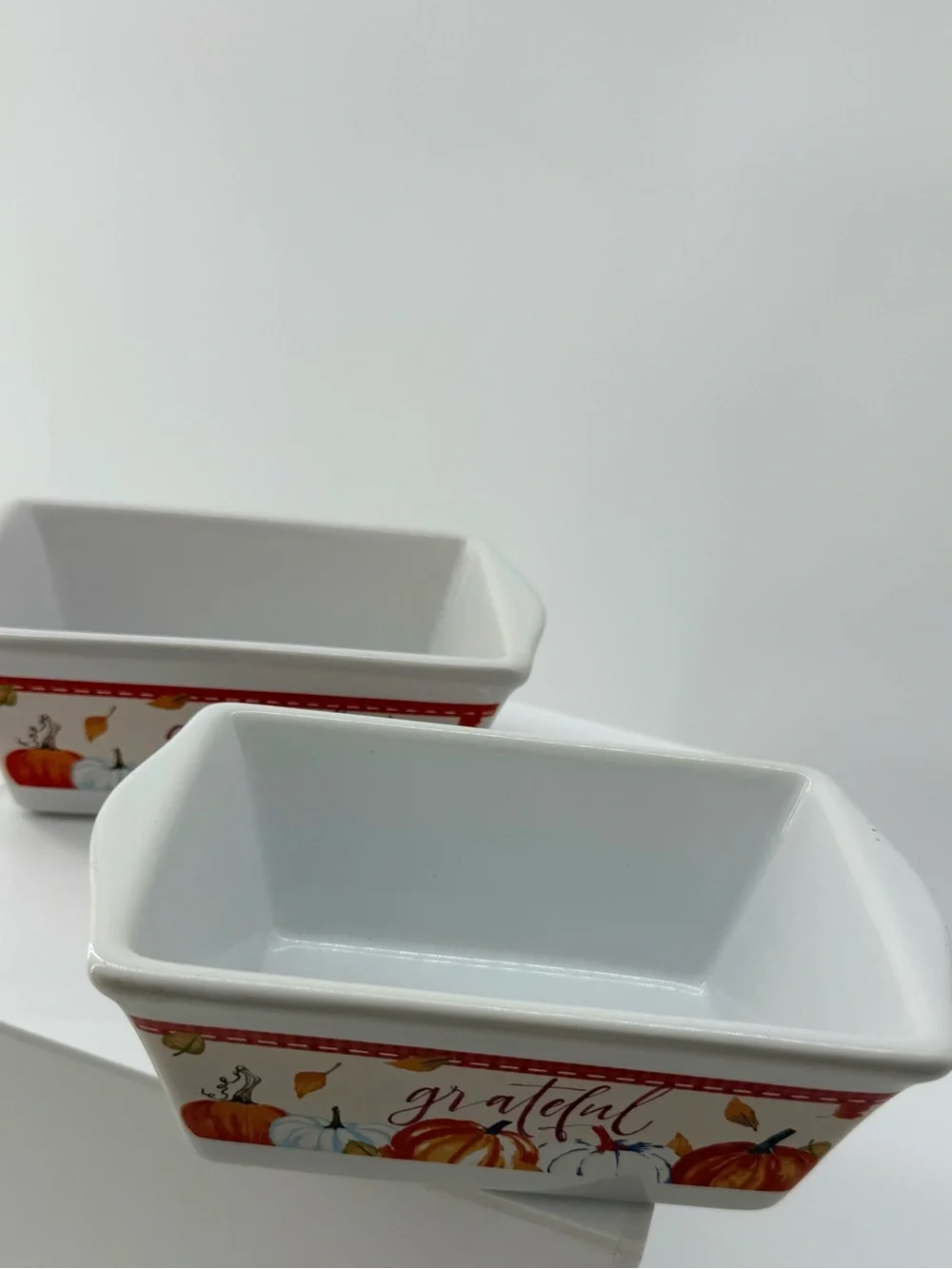 Grateful Pumpkin Ceramic Baking Dish - White and Orange